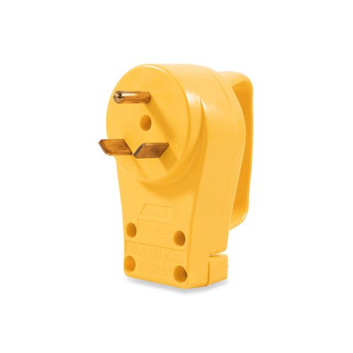 Camco Power Grip Camper/RV Replacement Plug | Attach 30 Amp Plug to Existing RV Extension Cord | Features 30 Amp RV Plug (NEMA TT-30P) & Ergonomic Power Grip Handle | Rated for 125 V/3750 W (55245)