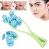 Flower Type Massage Roller, face Massage Roller Plastic Material Letter Shaped face Massager (Blue)