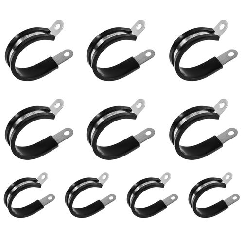 FOCMKEAS 10 Pcs Cushioned Insulated Metal Clamps 63 mm丨2-1/2 Stainless Steel R-type Cable Clamps for Pipe, Line, air hose holder, Hoses Bracket, Tube Holder 6mm Rubber Tube Clip