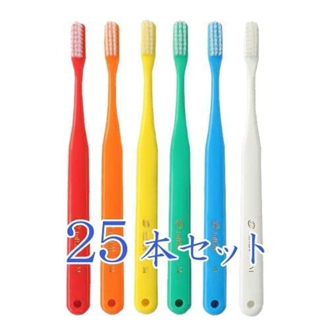Oral Care No Cap Tuft 24 Toothbrush x 25 Pieces, Medium, Assorted
