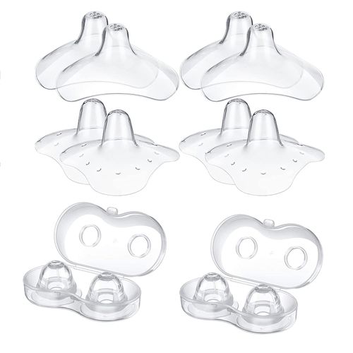 12 Pieces Nipple Cover for Nursing Newborn, Silicone Inverted Nipple Corrector,with Clear Carrying Case Silicone Nipple Extender for Breastfeeding, Flat or Inverted Nipples