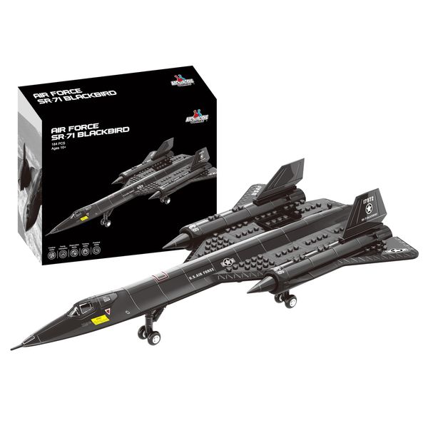 Apostrophe Games SR-71 Blackbird Jet Building Block Set – 184 Pcs Blackbird Jet Building Toys Set – Toy Plane for Kids Older Than 10 and Adults – Compatible with All Building Bricks