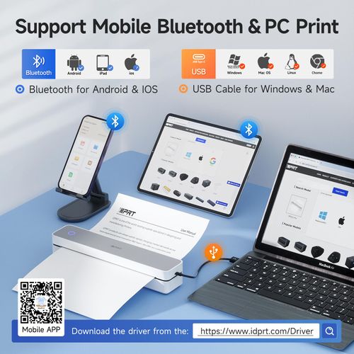 iDPRT Portable Printer Wireless for Travel, 300DPI Bluetooth Thermal Printer Support for 8.5"x11" US Letter, Inkless Compatible with iOS, Android, Laptop for Office, Car and Home, School (Renewed)