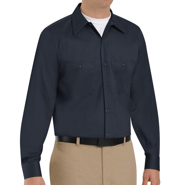 Red Kap Men's Wrinkle-Resistant Cotton WorkShirt, Dark Navy, Medium