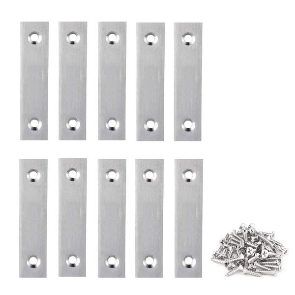 TERF® 10 Pcs Zinc Plated Solid Steel 50mm X 15mm Flat Mending Corner Brace Straight Plates Joining Connector Repair Plates Shelf Bracket with Fixing Screws for Use Wood, Furniture and Many Projects