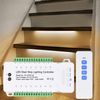 TWSOUL 9 Modes LED Motion Sensor Stair Light Controller DC12-24V Speed Brightness Adjustable with Time Delay Setting Automatic (16 Channels remote control), Red
