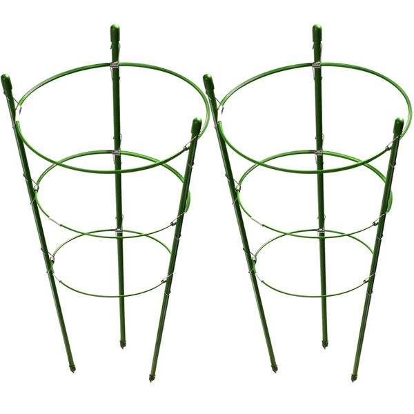 LEOBRO Tomato Cage, 2 Pack Plant Support Cage Rust Resistant Garden Ring Stake Plant Support for Tomato, Trellis, Climbing Plant, Flower, Small Plant Cages for Small Plants,17.7" H