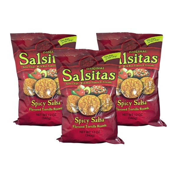 El Sabroso Salsitas Spicy Salsa Tortilla Chips 12 oz. Bag (3 Bags)