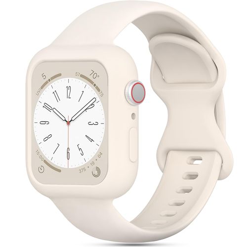 Silicone Bands with Bumper Case Compatible with Apple Watch Band 38mm 40mm 41mm 42mm 44mm 45mm 49mm, Sport Strap with Protective Cover Wristband for iWatch Series 10 9 8 7 6 5 4 3 2 1 SE Ultra