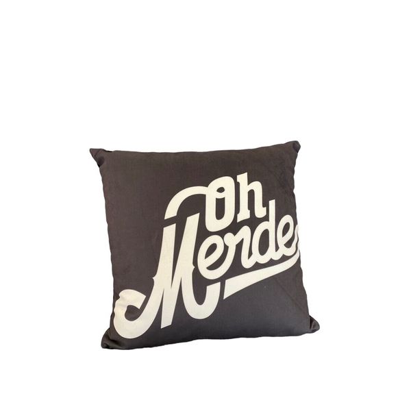 Home Decor Pillow “Oh Merde"Custom Design Black Velvet Pillow with insert