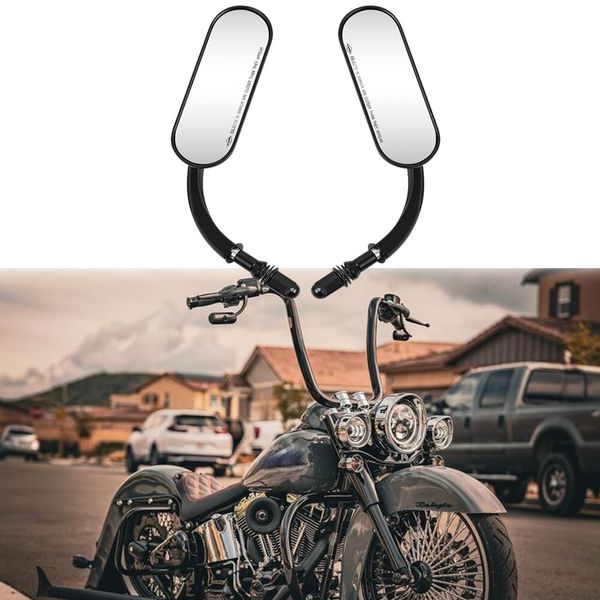 Black Motorcycle Mini Oval Rear View Mirror For Harley Davidson Softail Slim FLS