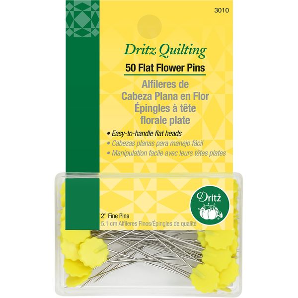 Dritz 3010 Flat Flower Pins, 2-Inch (50-Count) , Yellow