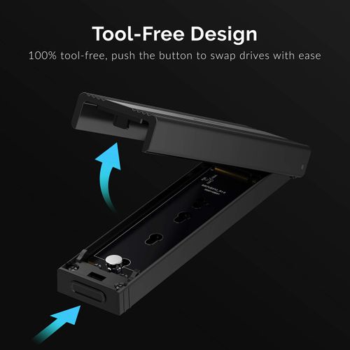 Sabrent USB 3.2 Type-C Tool-Free Enclosure for M.2 PCIe NVMe and SATA SSDs (EC-SNVE)