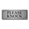Please knock metal sign 20cmx 7.5cm (Brushed Silver)