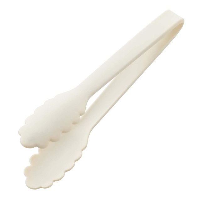 Okabe Yo Tableware Factory ST-03 Silicone Color Eating Tongs, Medium, Ivory