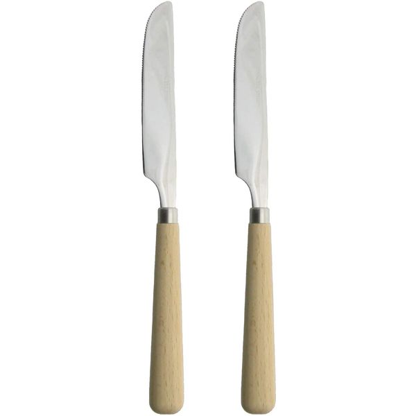 Nagao Tsubamesanjo Wood Dinner Knife, Set of 2, 8.3 inches (21 cm), Stainless Steel, Wood, Made in Japan