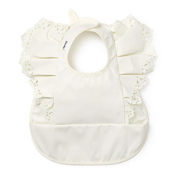 Elodie Details Baby Feeding Bib for Baby and Toddlers, Waterproof with Pocket, Scandinavian Design - Vanilla White