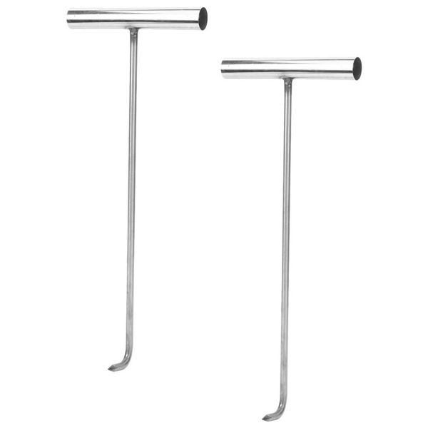 NUOLUX Manhole Hook, Manhole Opener, Gutter Lid Lift, 2 Pieces, Stainless Steel, Length 15.0 inches (38 cm), Diameter 0.3 inches (8 mm), Water Supply Manhole Open, Tool, Gutter Cleaning Tool