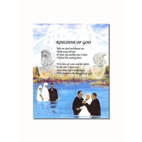 African American Black Kingdom of God Poem Baptism in River Wall Picture 8x10 Art Print