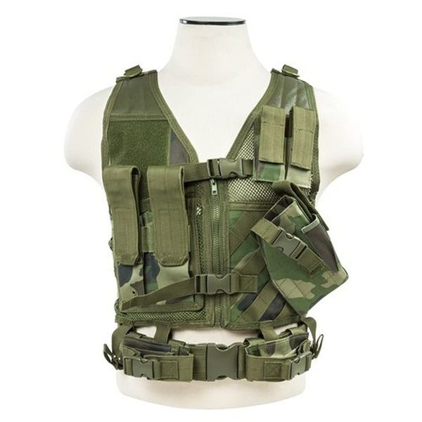 VISM by NcSTAR CTVC2916WC Tactical Vest, Small, Woodland Camo