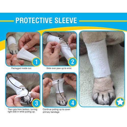 PawFlex Protective Sleeve Tubular Cover - Bandages - for Dogs Cats and Other Pets First Aid Wound Care Comfortable Non-Adhesive Breathable & Water Resistant 18 Strips (yields 36-54 Covers)-(X-Small)