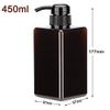 JamHooDirect 2Pcs 450ml / 15.8oz Empty Plastic Pump Bottles, Refillable Lotion Shampoo Body Washing Cream Shower Gel Square Storage Holder Container Toiletries Liquid Dispenser (Brown + Green)