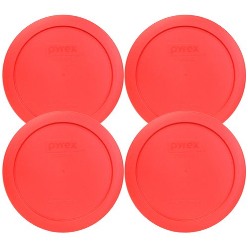 Pyrex 7201-PC Round Red 6.5" 4 Cup Lid for Glass Bowl 4 Pack