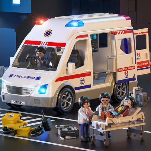 TEMI Ambulance Toy for Kids 3 4 5 6 7 8 Years Old Friction Powered Truck with Light and Sound Emergency Vehicle Toys for Boys Girls Gifts for Age 3-12 Boys Girls