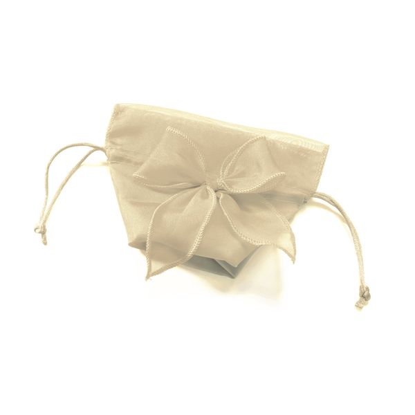 Weddingstar Organza Drawstring Bags with Decorative Bow, Ivory