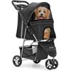 Pet Stroller 3 Wheels Multifunction Dog Cat Stroller w/Storage Basket&Cup Holder