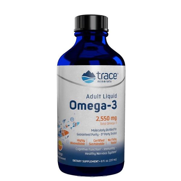 NEW SEALED Trace Minerals Adult Liquid OMEGA-3 8oz Orange Fish Oil, Exp 4/2025