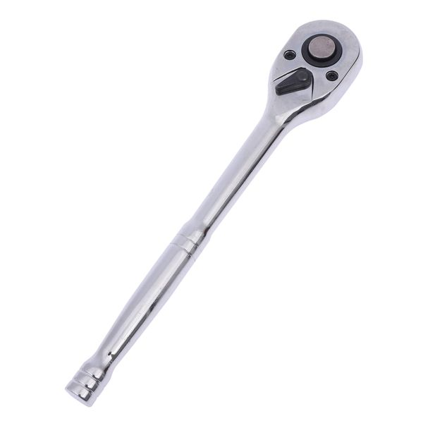 KATSU 1/2 Inch Drive 72-Teeth Quick Release Reversible Ratchet Socket Wrench Handle, Chrome Vanadium Mirror Polished, Auto Repair Garage Mechanical Tool, 250mm 423908