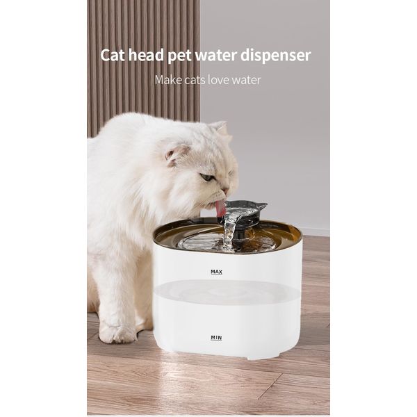 Nexco Pets Cat Water Fountain for Drinking, 2.2L Super Silent Water fountain with 2 Filters, Deep Purification Water Fountain with 2 Faucet of Water Flow Water Fountain for Cat & Dogs