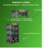 Vegetable Rack with 4 Tier Shelf - Rattan Effect Plastic - Grey/Black - Stackable Kitchen Rack for Vegetables, Supplies & More