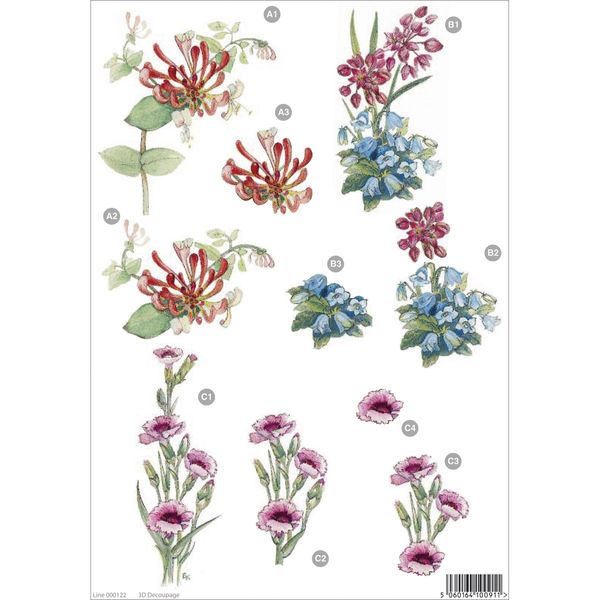 Craft UK Die-Cut Decoupage Sheet - Floral #122