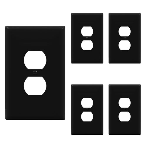 ENERLITES Jumbo Duplex Receptacle Outlet Wall Plate, Large Electrical Outlet Covers, Over-Size 1-Gang 5.5" x 3.5", Polycarbonate Thermoplastic, 8821O-BK-5PCS, Black (5 Pack)