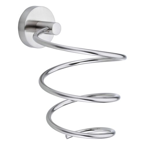 tesa MOON Hair Dryer Holder - No Drill Wall Mounted Chromed Metal Blow Dryer Holder - Stainless - Waterproof - Includes Removable Glue Solution