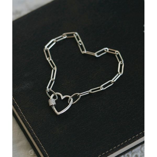 Silver 92.5 clip chain heart screw ring decoration silver bracelet