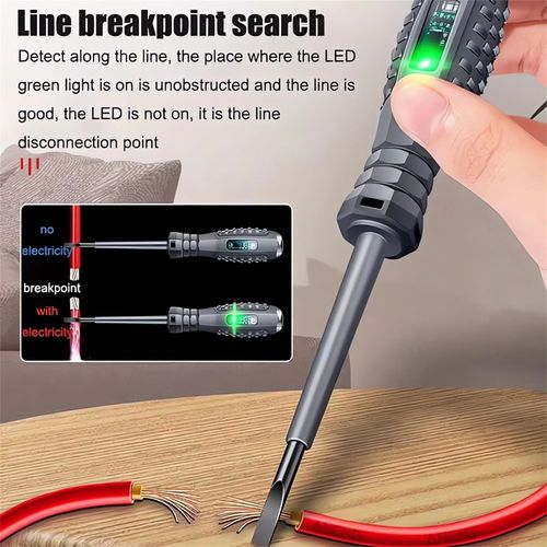 2-in-1 High Torque Strong Magnetic Flathead Phillips Screwdriver Electricity Detector Electric Non-Contact Voltage Tester Pen Electrical Current Power Circuit Live Wire Electrician Tester (F+P)