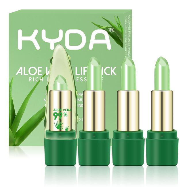 Ownest 3 Pcs Aloe Vera Lipstick, Magic Temperature Color Change Blam Moisturizing Long Lasting Lip Makeup Aloe Vera Lipstick Set-3.5g