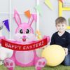 5Ft Easter Inflatable Pink Bunny Holds Happy Easter Banner Lighted Blow Up Decor