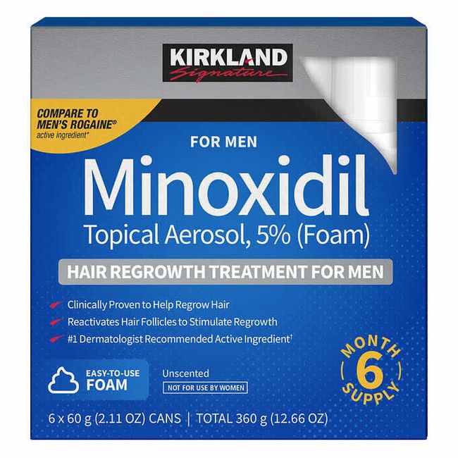 Kirkland Minoxidil 5% Foam Men 6 Month Hair Loss Regrowth Treatment EXP: 06/2025