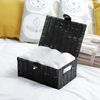 Arpan Small Resin Woven Storage Basket Box With Lid & Lock - Black