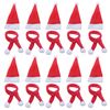 LOOGI Mini Santa Hats Santa Scarf 10pcs, Small Santa Hats Christmas Scarf for Wine Bottles Crafts Ornaments Decor
