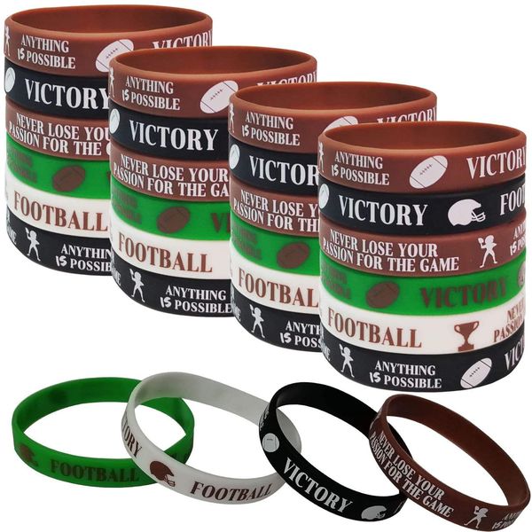 36 PCS Football Motivational Rubber Bracelets - Super Bowl Sports/Football Birthday Party Favors Supplies Decorations Gifts Prize Silicone Wristbands