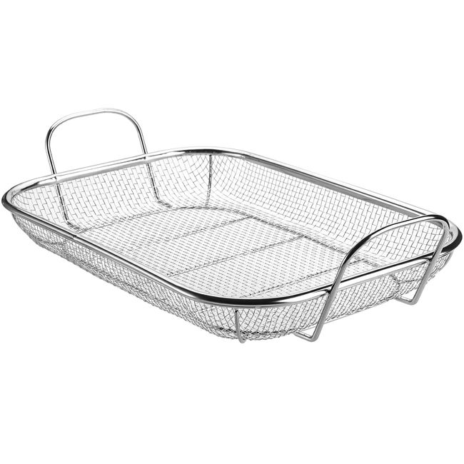 WUWEOT Grill Basket, Vegetable Barbecue Basket, 15" x 11" Stainless Steel Square Wire Mesh Grilling Basket Roasting Pan with Two Handles for Vegetables, Chicken, Meats and Fish