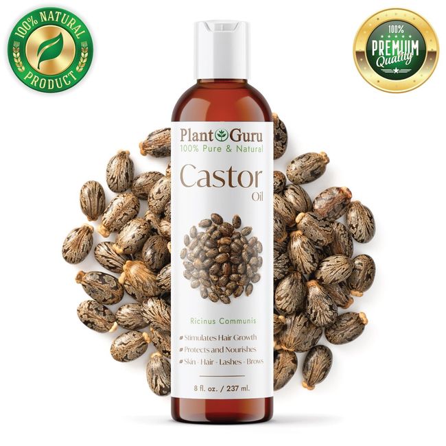 Castor Oil 8 oz. Expeller Pressed 100% Pure For Eyelashes, Eyebrows, Hair Growth