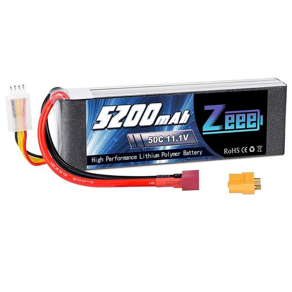 Zeee 5200mAh 50C 11.1V 3S RC Lipo Battery with Deans and XT60 Connector Soft Case Battery Compatible with RC Plane Quadcopter RC Airplane RC Helicopter RC Car Truck Boat