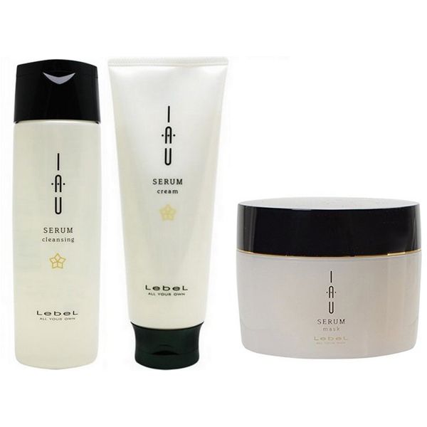 Lebel Io Serum Cleansing (Shampoo) 6.8 fl oz (200 ml) + Cream (Treatment) 7.8 fl oz (200 ml) + Mask, 6.0 oz (170 g), 3-piece Set, lebel iau serum