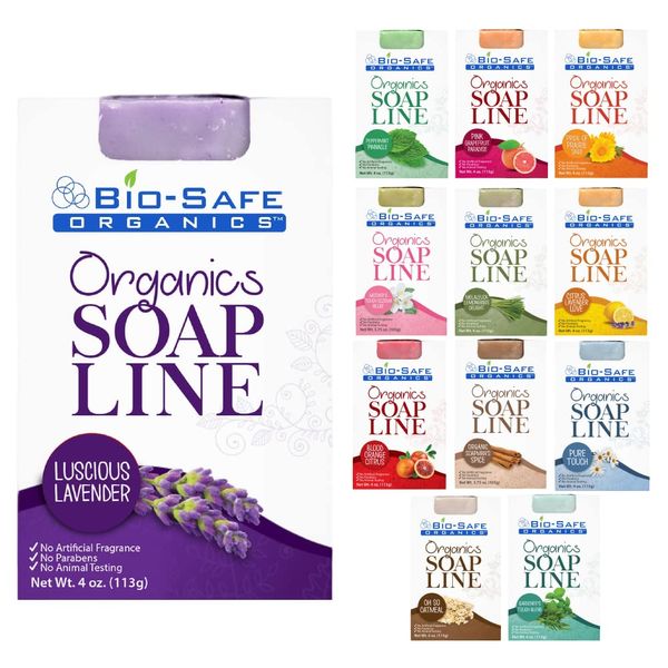 Bio-Safe Organics Top Selling Soaps Bundle 1 - Pack of 12 - Organic Handmade All Natural 100% Organic